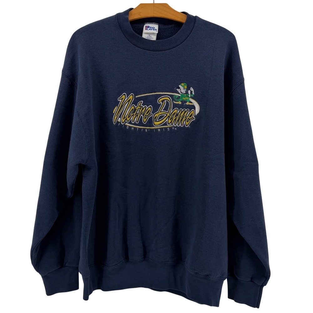 Pro Layer Notre Dame Fighting Irish Sweatshirt Navy Blue Vintage 90s XL